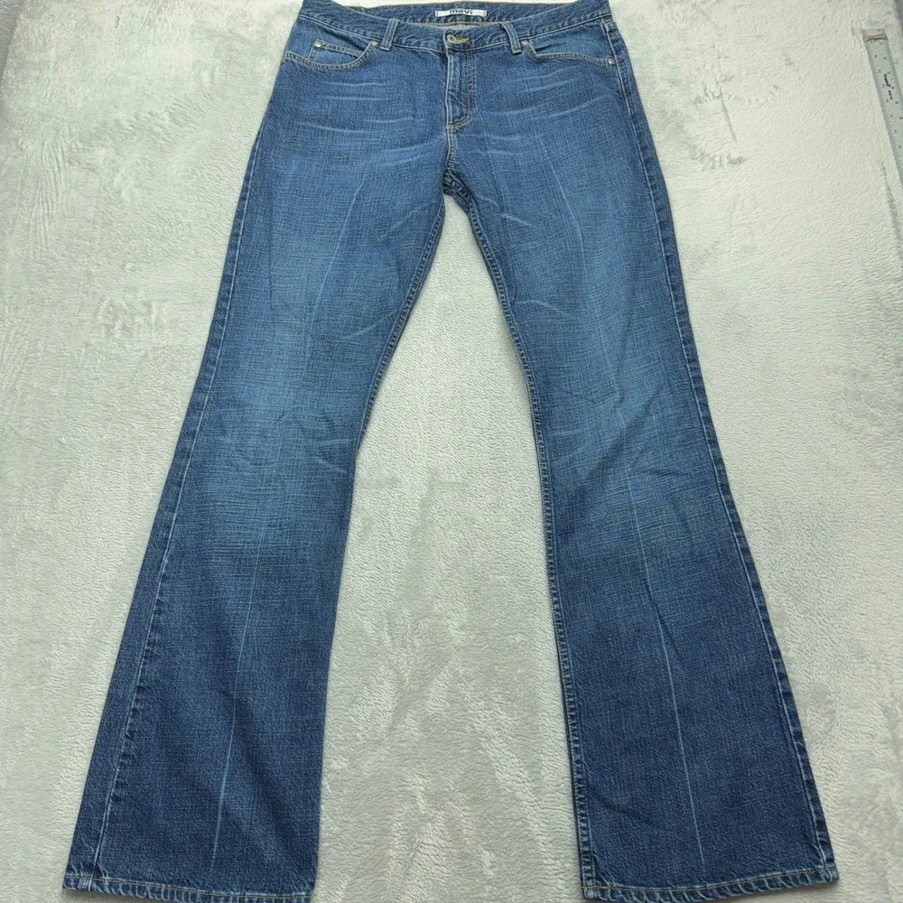 Mavi Jeans Men 33x34 Blue 597 Mitch Flare Low Rise Denim Pants Whiskered Creased